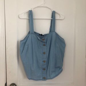 Denim crop top with button detai